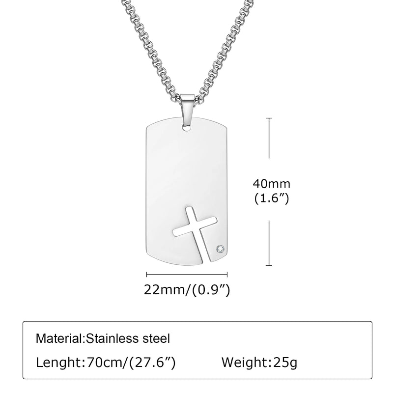 Colar Militar em Aço Inox - Modelo Crucifixo Vazado - 70cm