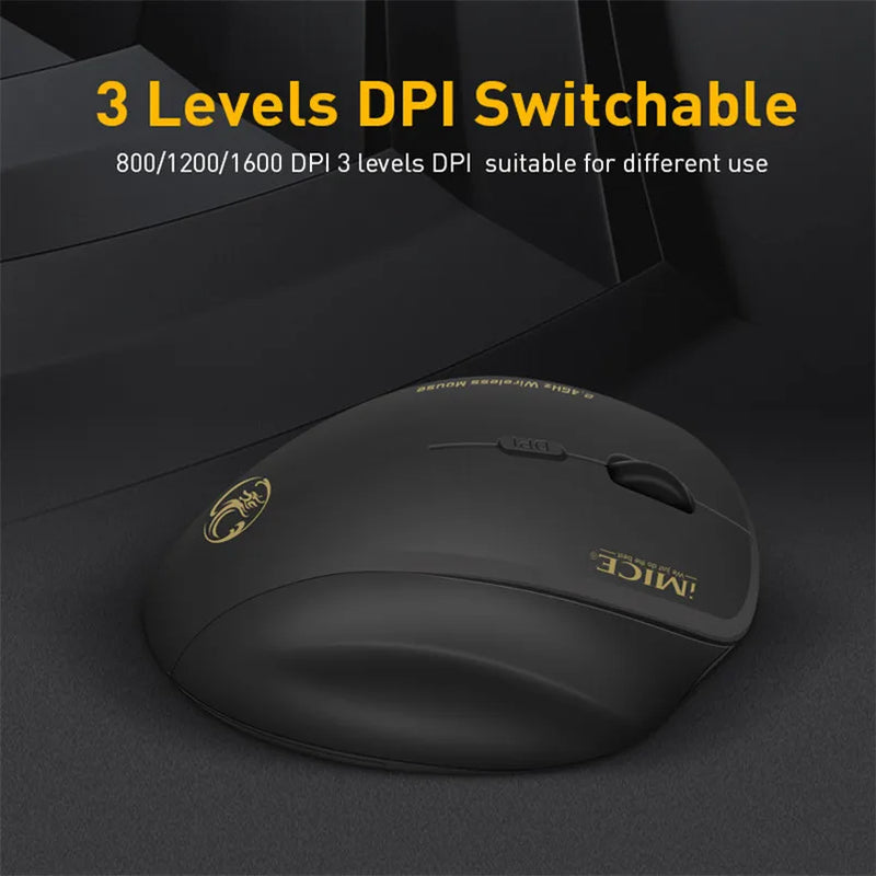 Mouse Sem Fio - Ergonômico - 6 Botões 2.4Ghz - 1600 DPI