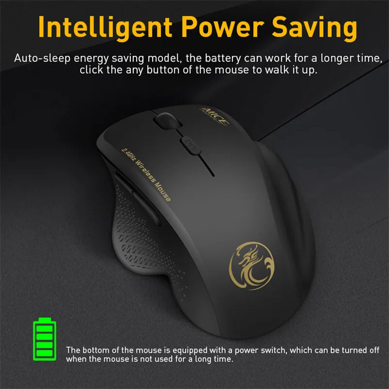 Mouse Sem Fio - Ergonômico - 6 Botões 2.4Ghz - 1600 DPI