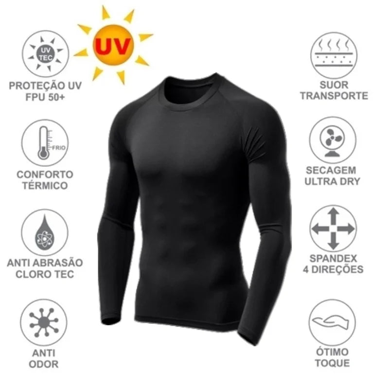 Camiseta de Proteção Solar Térmica-  Segunda Pele - Tecido Gelado - Cores Variadas - Unissex